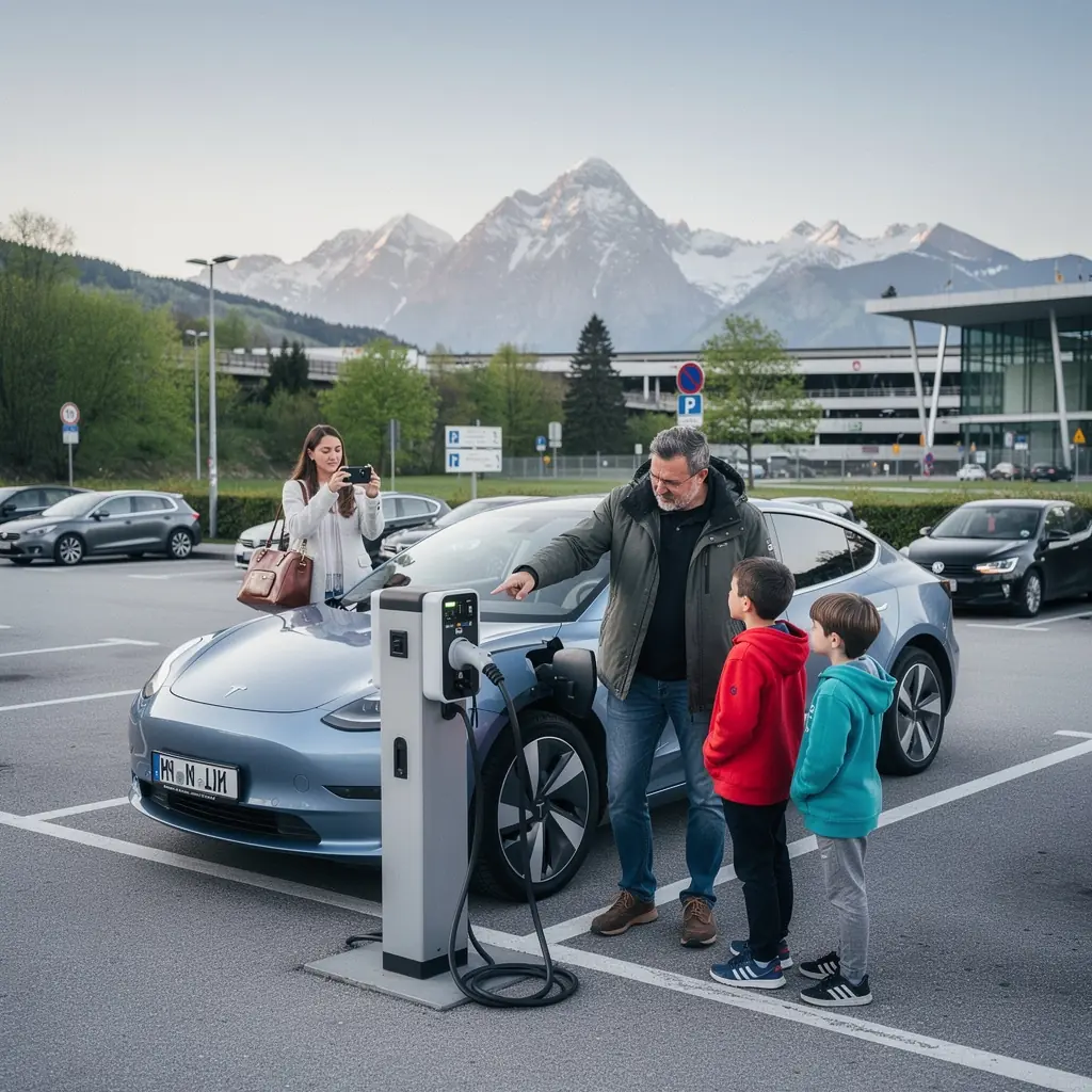 Reisezentrum mit komfortablen Wartebereichen und Informationen zu Lademöglichkeiten